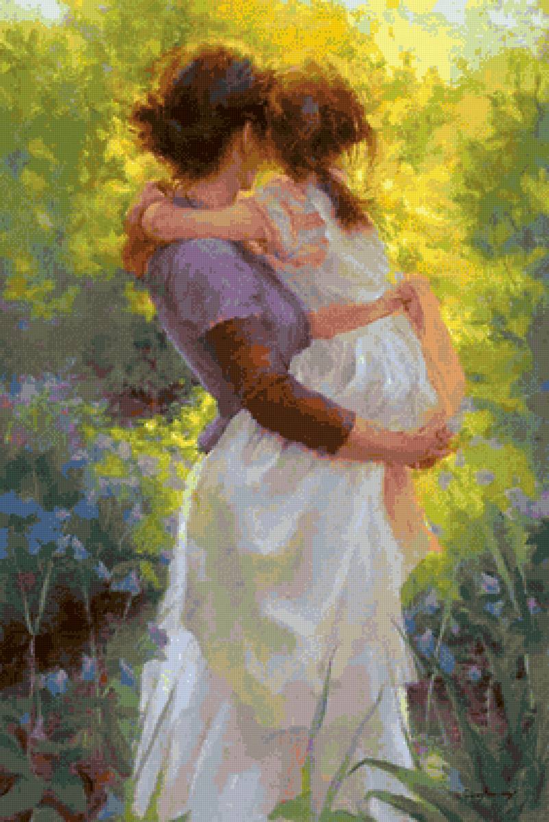День мамы - живопись, семья, дочь, женщина, мама, картина, ребенок - предпросмотр
