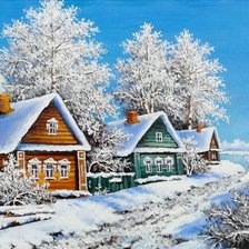 Деревня зимой. Пейзаж