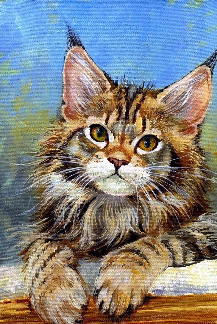 Gato. - animais.pintura. - оригинал