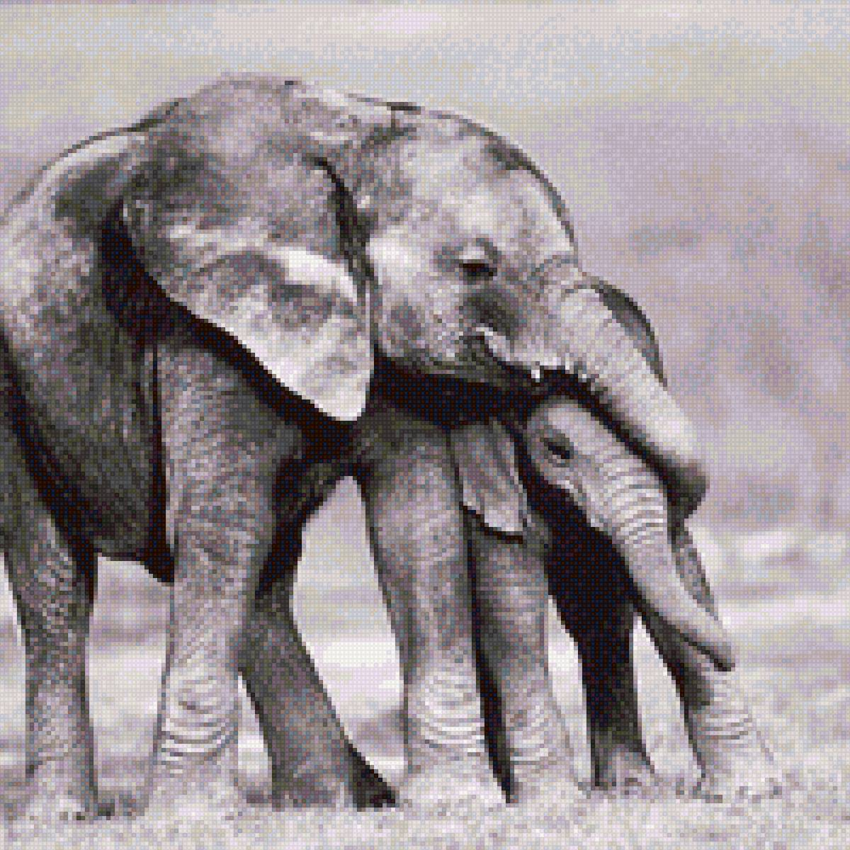 Мать и дитя (слоны) - предпросмотр