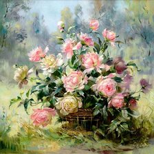 Схема вышивки «корзина роз»