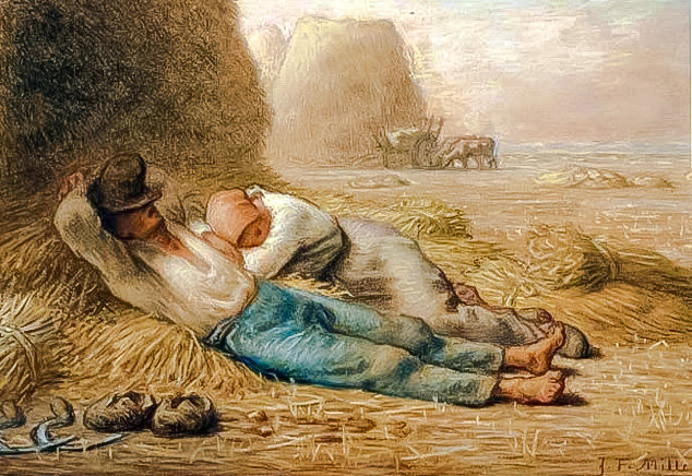 Noon Rest from Work. - jean françois millet painter.scenarys.people.animals. - оригинал