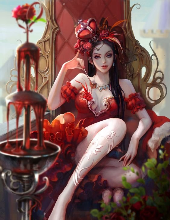 Нимфа - портрет, природа, фэнтези, фантастика, красное платье, девушка - оригинал