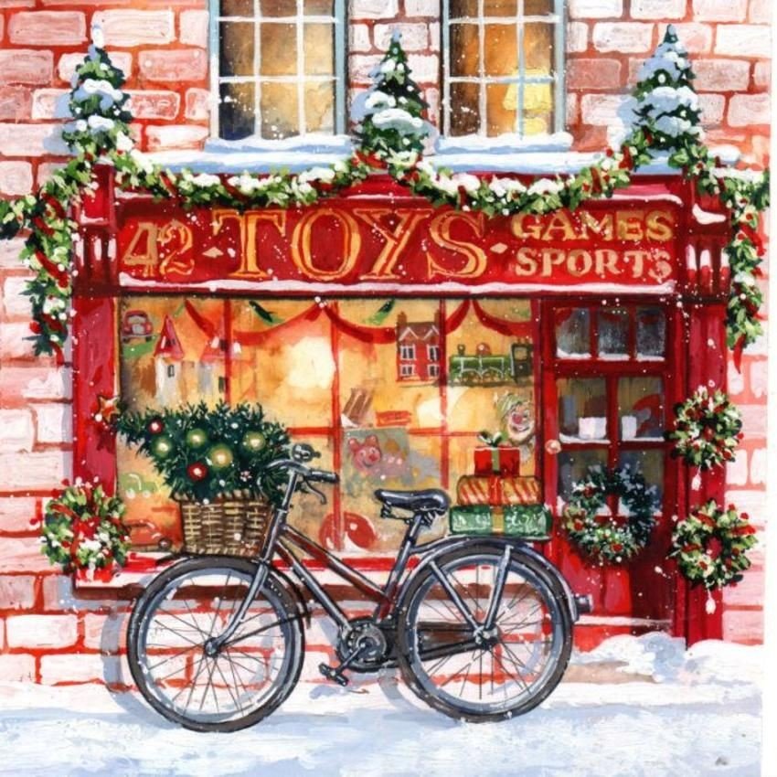 Магазин игрушек - велосипед, игрушки, праздник, новый год, витрина - оригинал