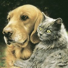 Оригинал схемы вышивки «собака и кошка» (№2223693)