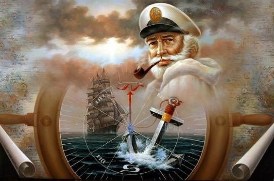 Капитан - капитан, коллаж, море, корабли - оригинал