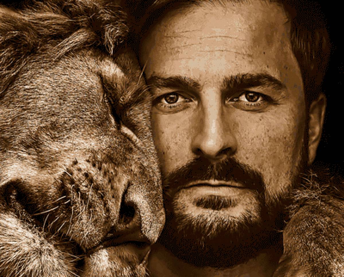 Брутальные) - хищник, мужчина, взгляд, животные, лев - предпросмотр