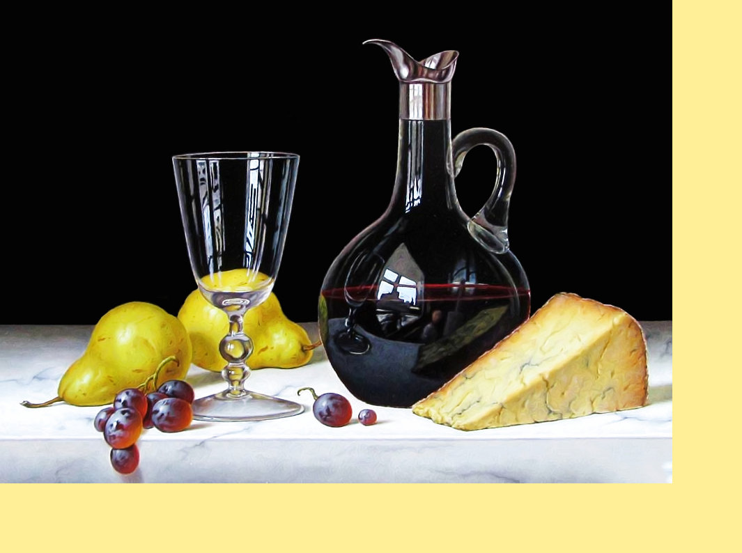 Серия "Натюрморты". - натюрморт, вино, виноград, фрукты - оригинал