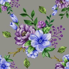 Схема вышивки «цветы фиолетово-голубые на 200»