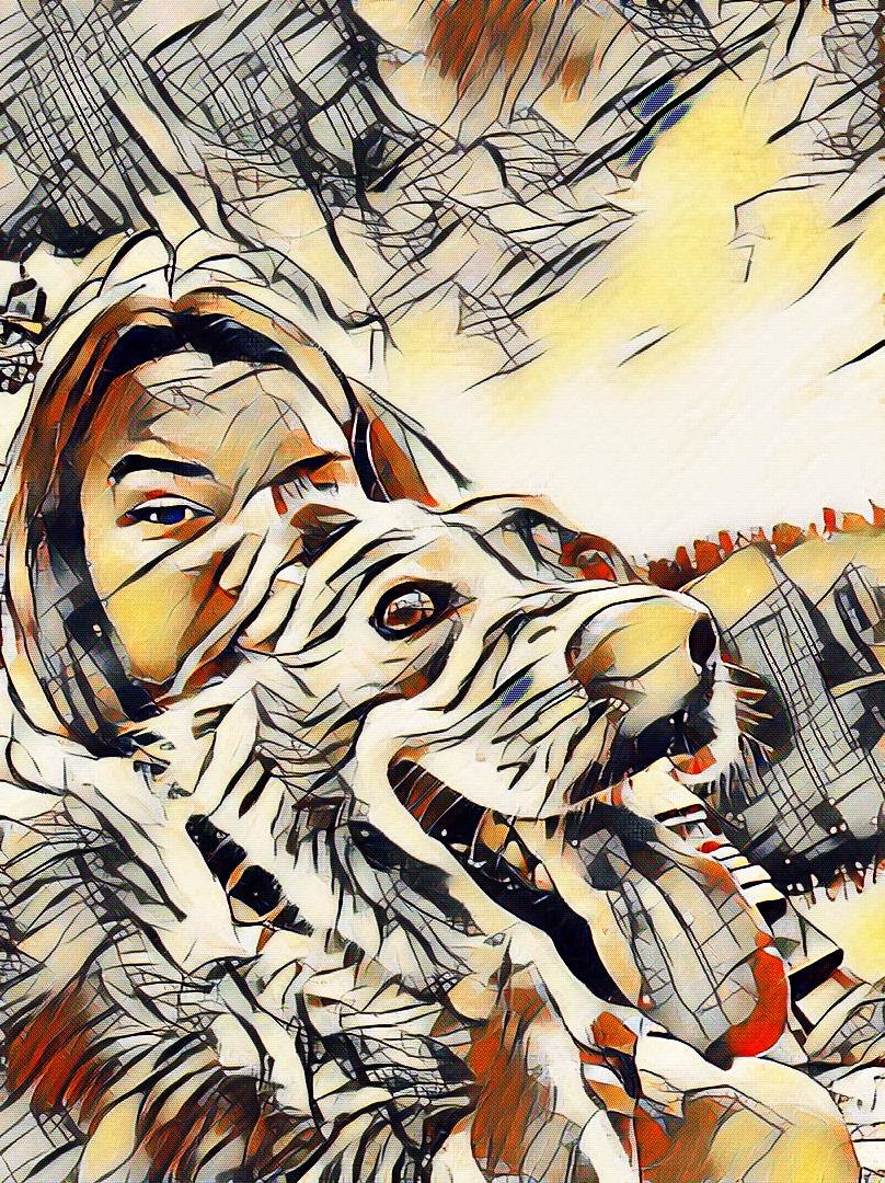 дети - природа, собака, животные, лето, дети - оригинал