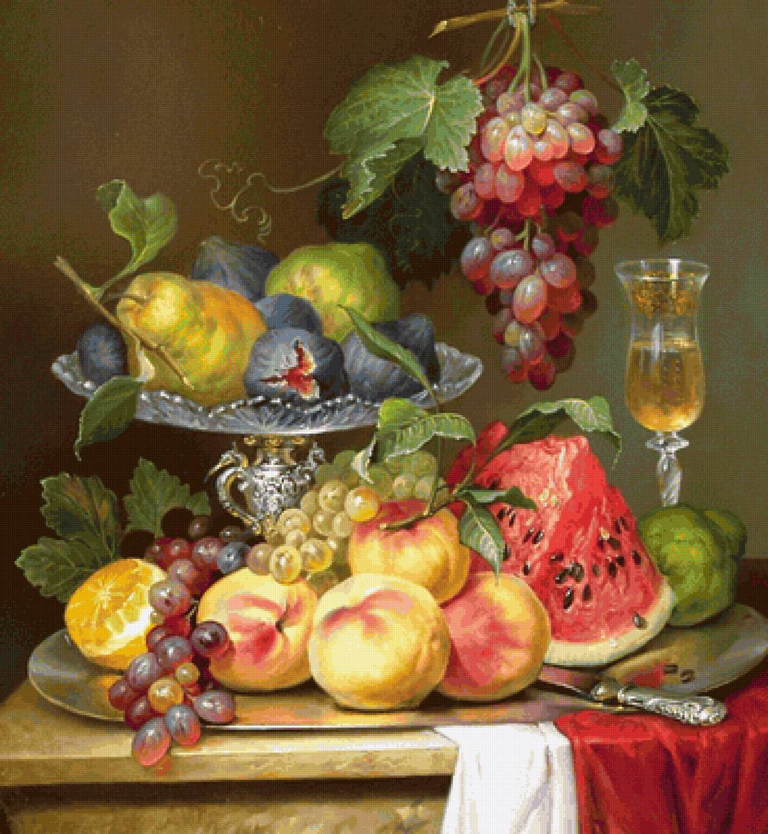 ДМИТРИЙ ВЛАСОВ. НАТЮРМОРТ С АРБУЗОМ - фрукты, натюрморт - предпросмотр