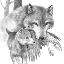 Схема вышивки «Волки с добычей»