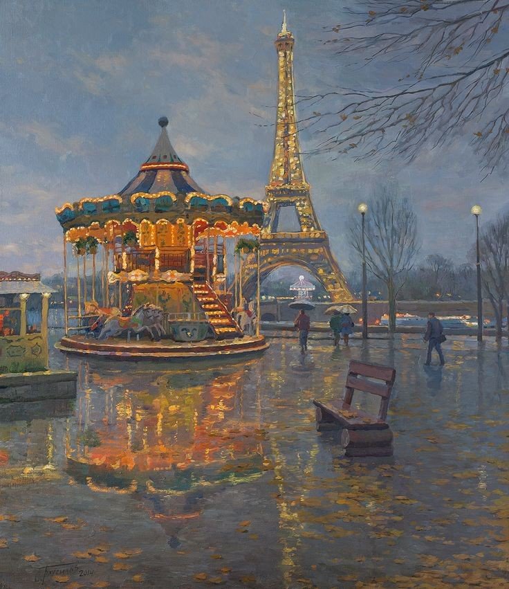 Париж - париж, башня, дождь, город, карусель, прогулка - оригинал