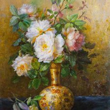 Схема вышивки «розы в золотой вазе»