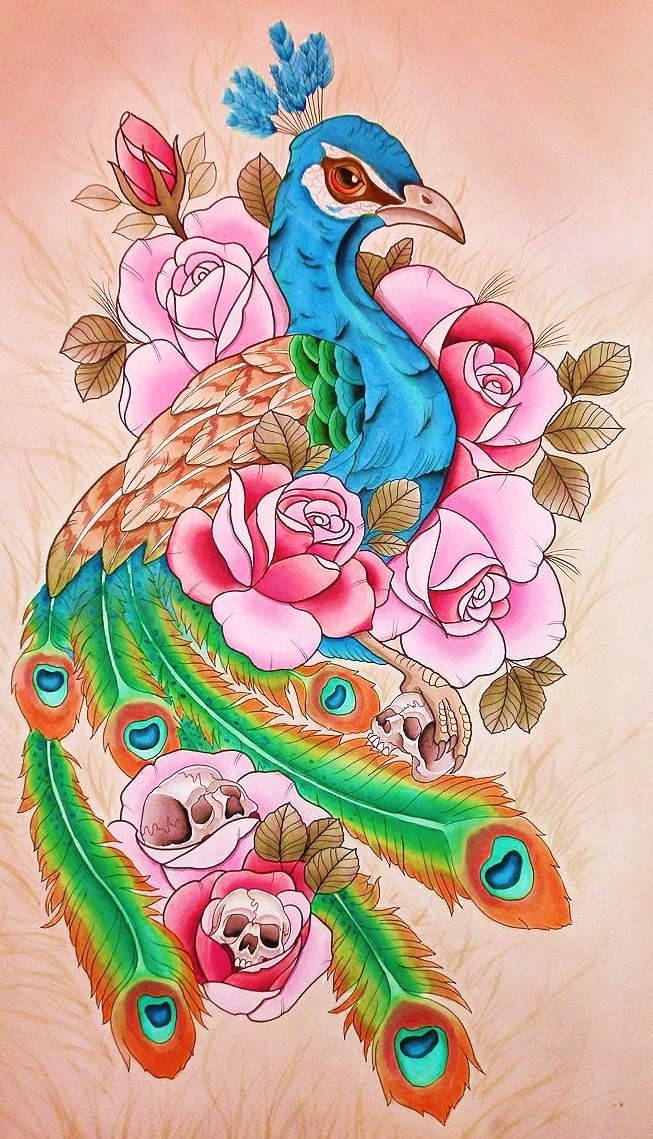 Pavão. - pássaro, fantasia., ilustração - оригинал