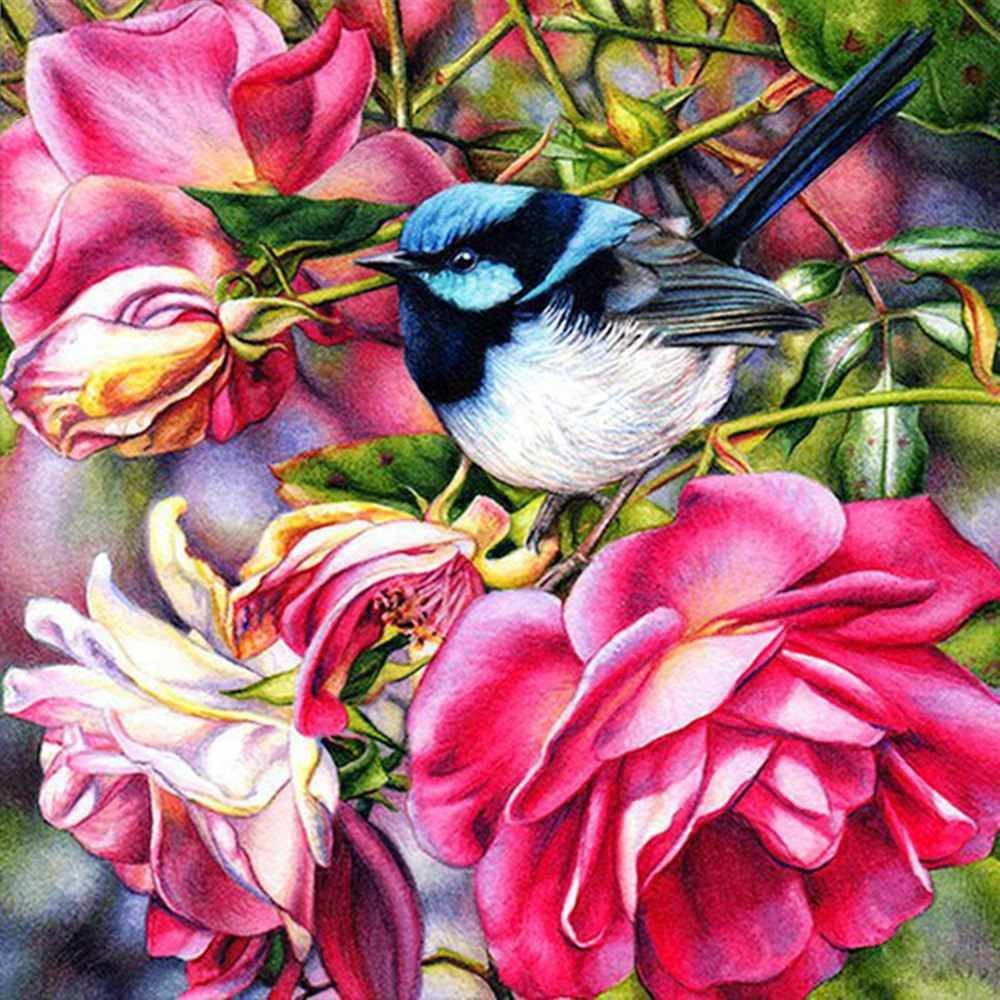 Птица в цветах - птичка, цветы, природа - оригинал