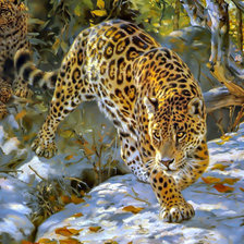 Оригинал схемы вышивки «леопард с котятами» (№2228883)
