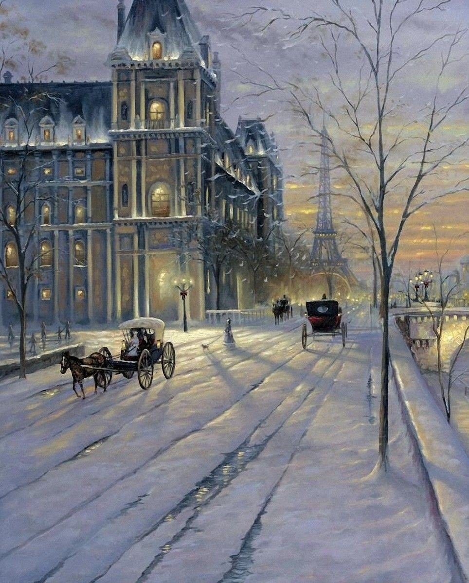 Париж зимой - зима, париж, город - оригинал