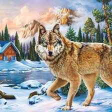 Схема вышивки «волк»