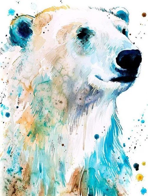 Акварель. Белый медведь - акварель, белый медведь - оригинал