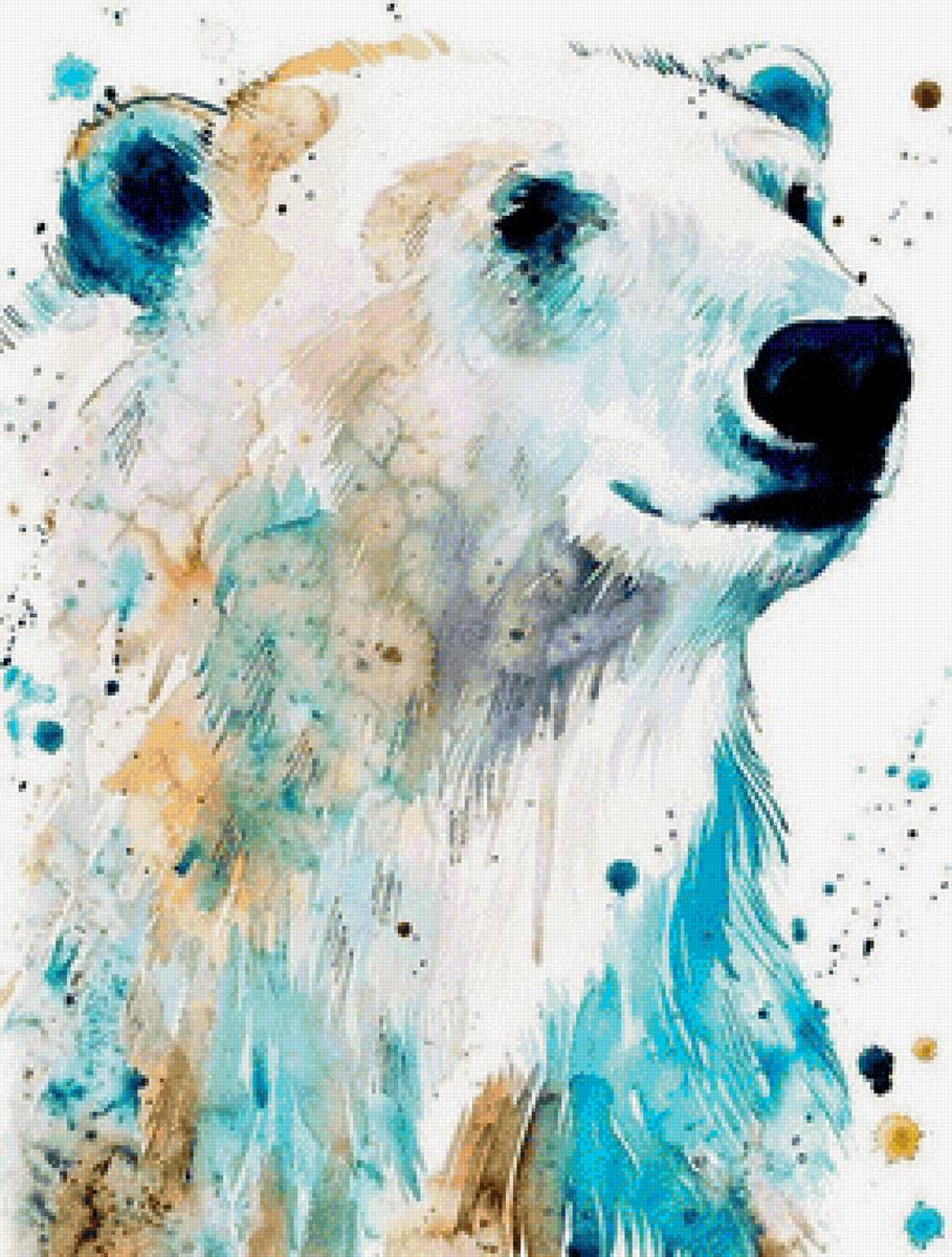Акварель. Белый медведь - акварель, белый медведь - предпросмотр