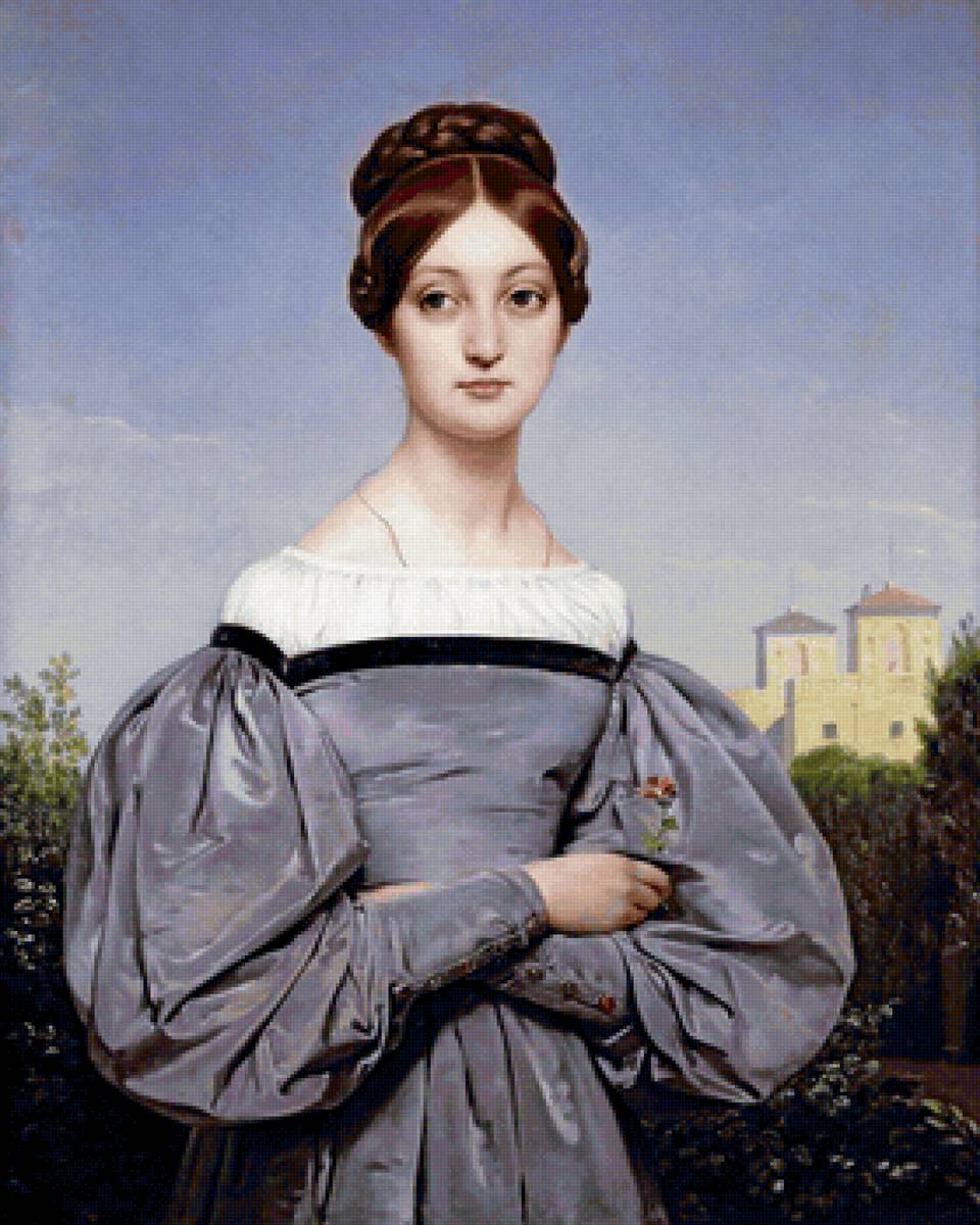 Девушка с цветком - женщина, 18 век, живопись, девушка, портрет - предпросмотр