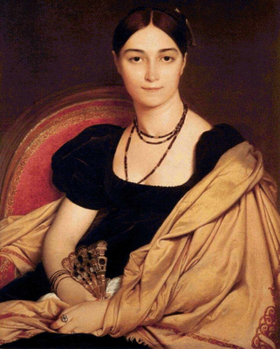 Девушка с веером - живопись, портрет, женщина, веер, 19 век, девушка - предпросмотр