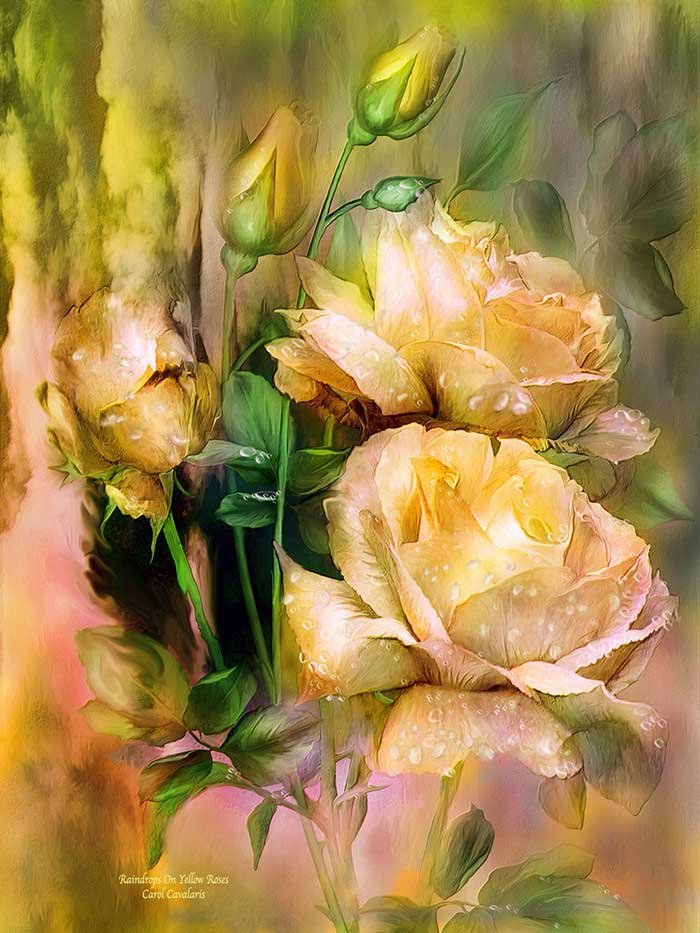 Желтые цветы ДМС - акварельные цветы, бежевые роза, желтые, розы, цветы, акварель - оригинал