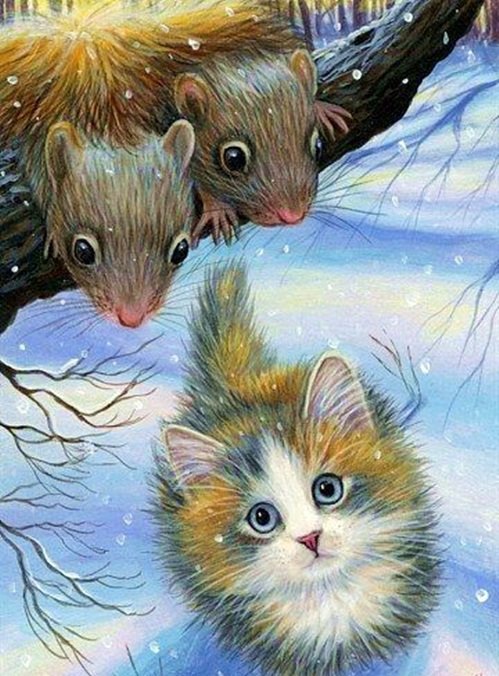 Ratos com gato. - animais. ilustração. - оригинал
