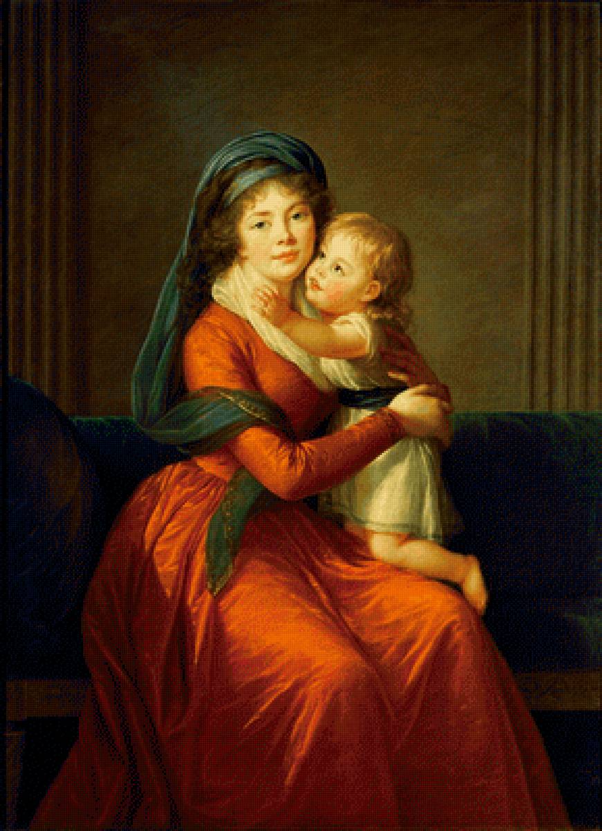 Мать и дитя - семья, дитя, 18 век, живопись, женщина, ребенок, любовь, портрет - предпросмотр