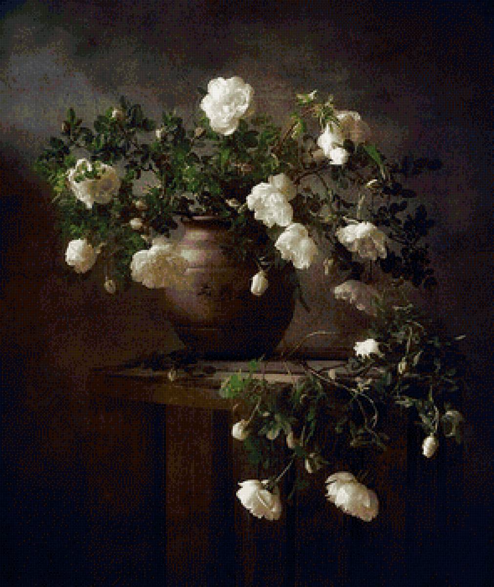 Натюрморт с белыми цветами - цветы, интерьер, натюрморт - предпросмотр