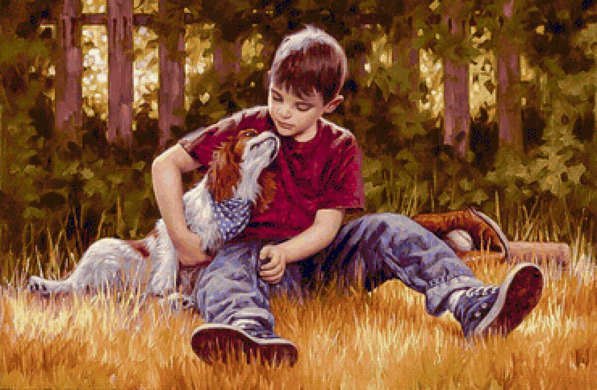 Adoration. - jim daly paintings.children.animals. - предпросмотр