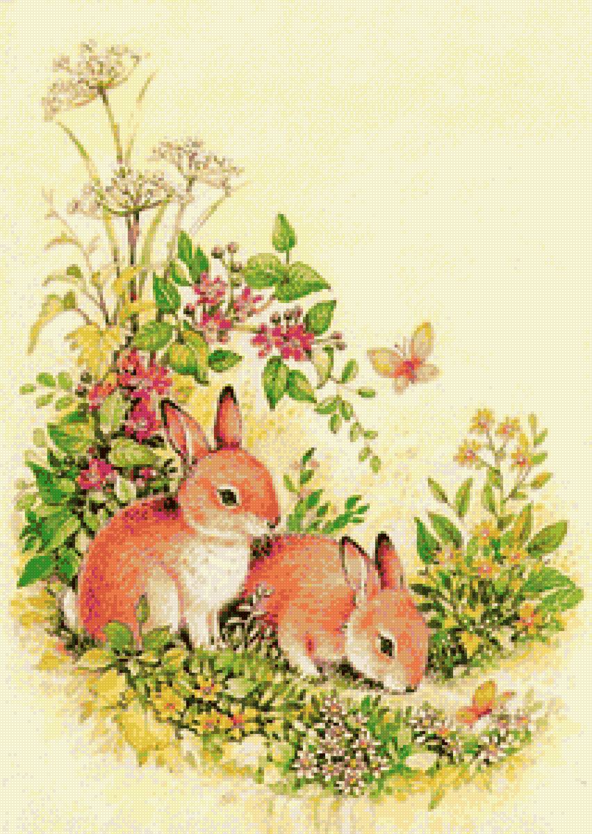 Зайчата - природа, зайчата, животные, открытка - предпросмотр