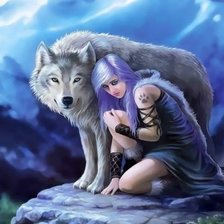 Схема вышивки «Девушка и волк»