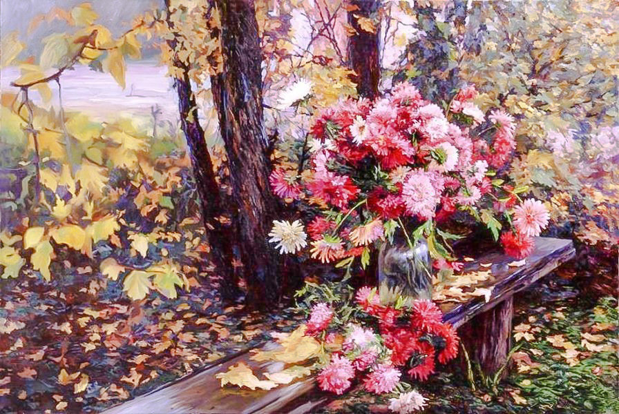 Vase of Chrysanthemums. - scenarys.flowers and gardens. - оригинал