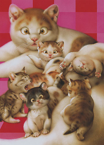 cats family - gatos, animales - оригинал