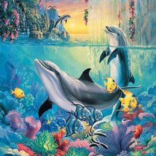 Схема вышивки «Waterfall with Dolphins»