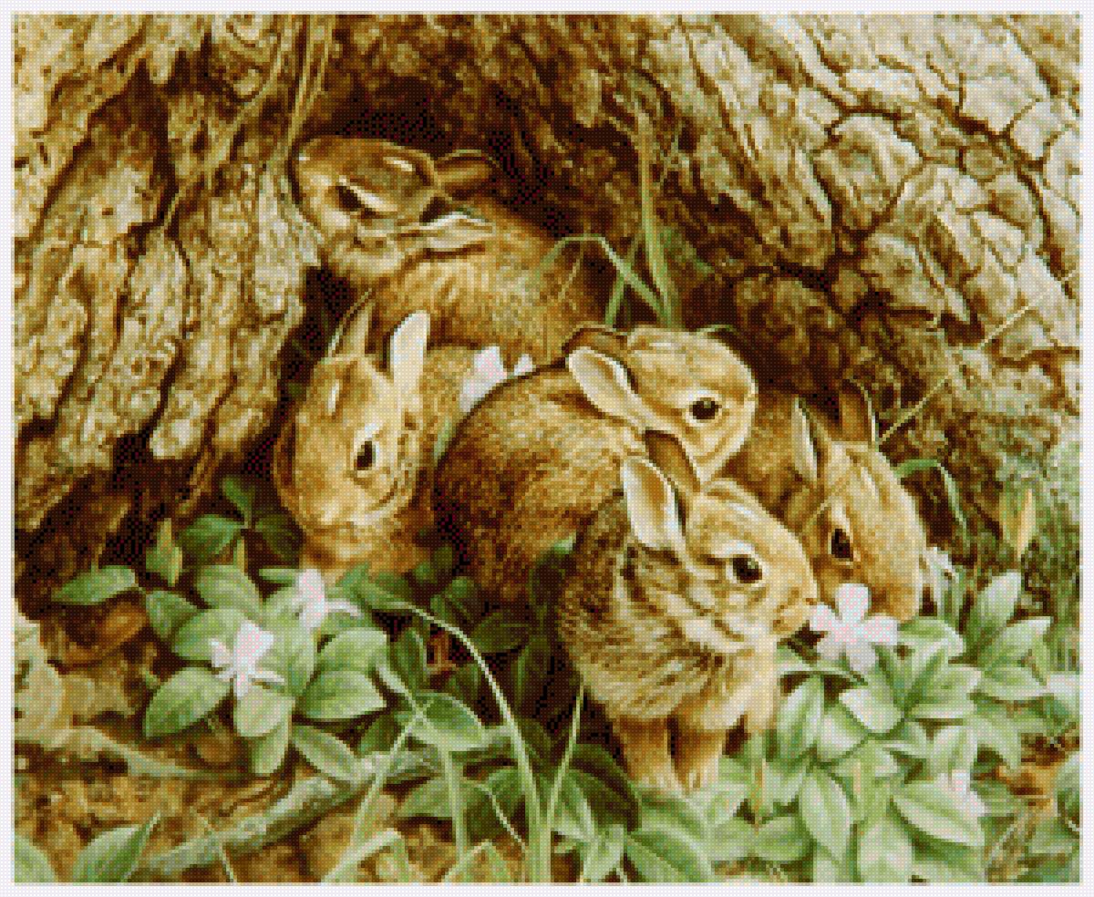 Зайчики - дерево, зайчики - предпросмотр