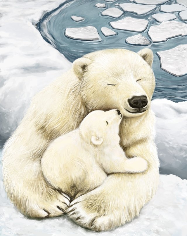 Мать и дитя - животные, медведи, мать с ребенком - оригинал