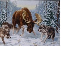 Схема вышивки «лось и волки»
