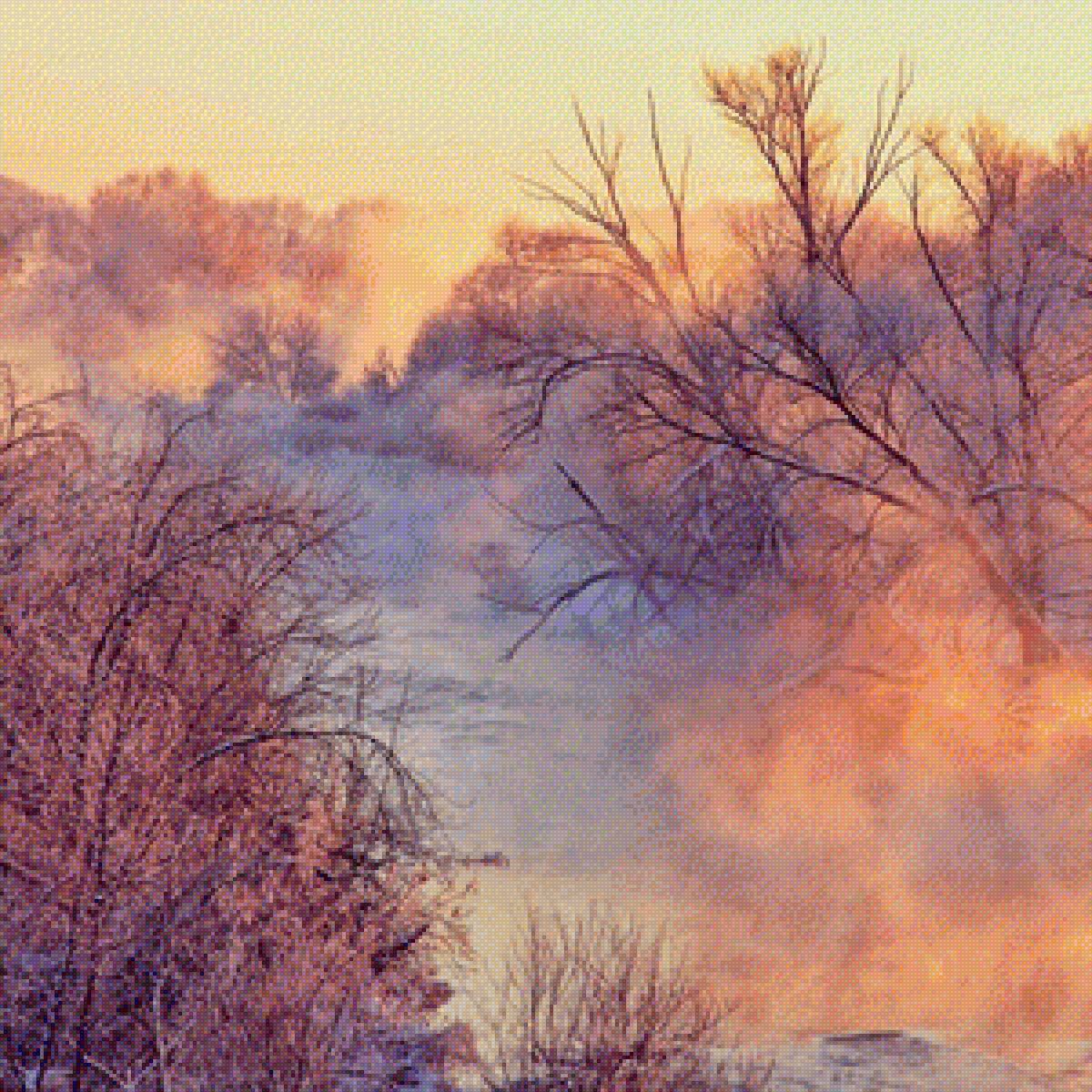 Зима - закат, зима, лес - предпросмотр
