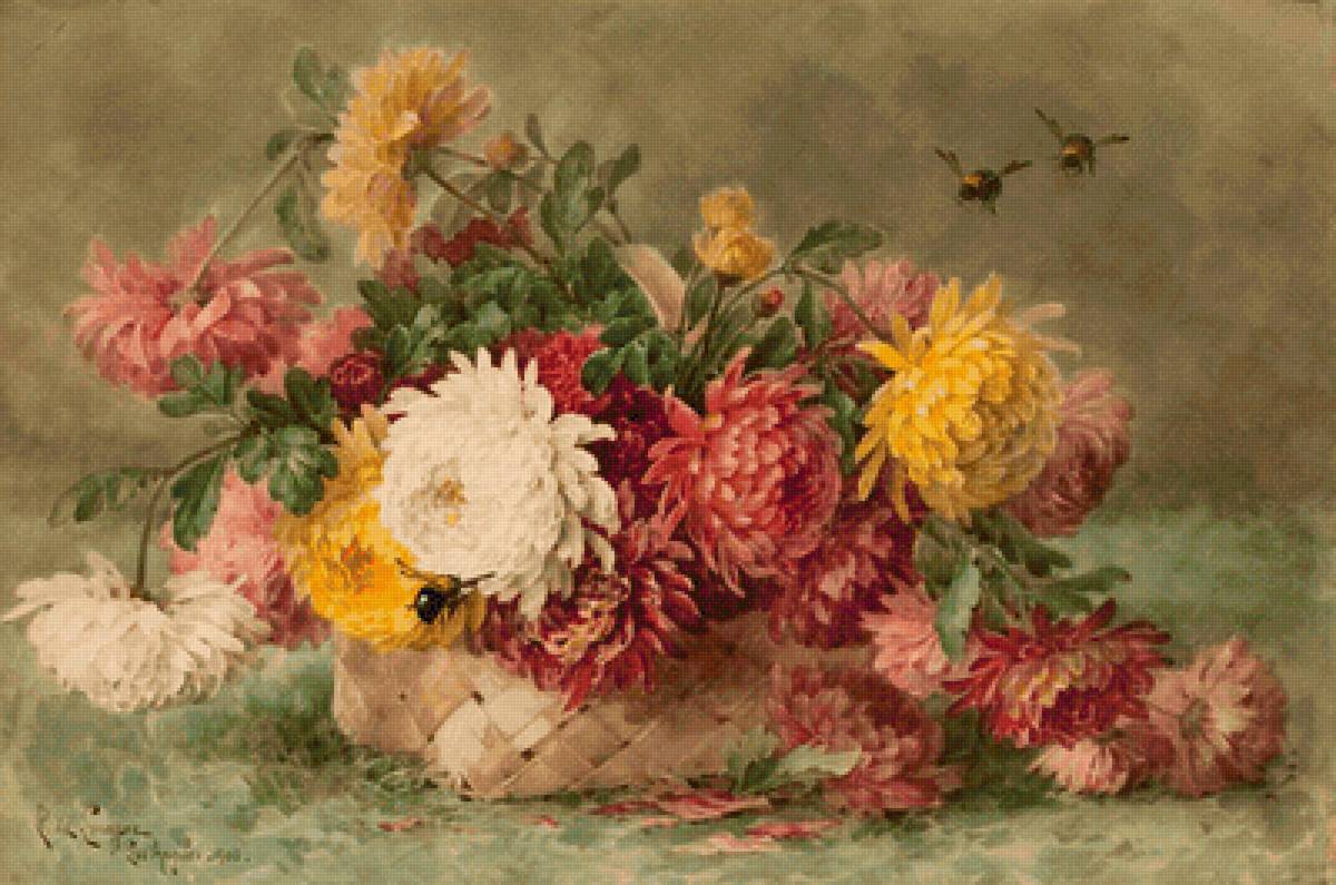 crisantemos - cesta flores - предпросмотр