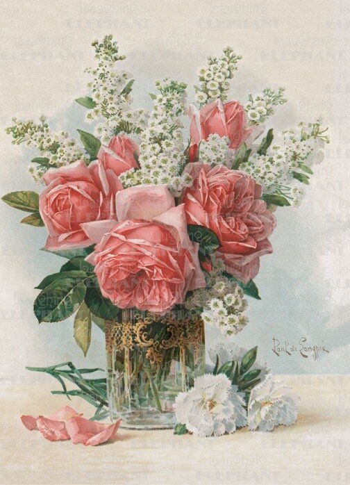 rosas - jarron, flores - оригинал