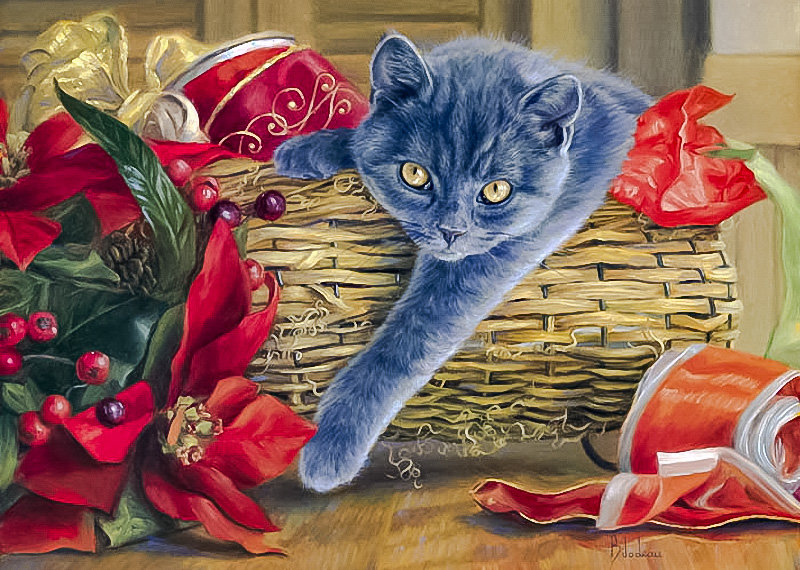 Merry Christmas everyone!! - lucie bilodeau.animals.christmas. - оригинал