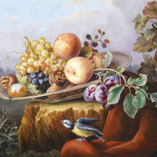 Схема вышивки «НАТЮРМОРТ С СИНИЧКОЙ»