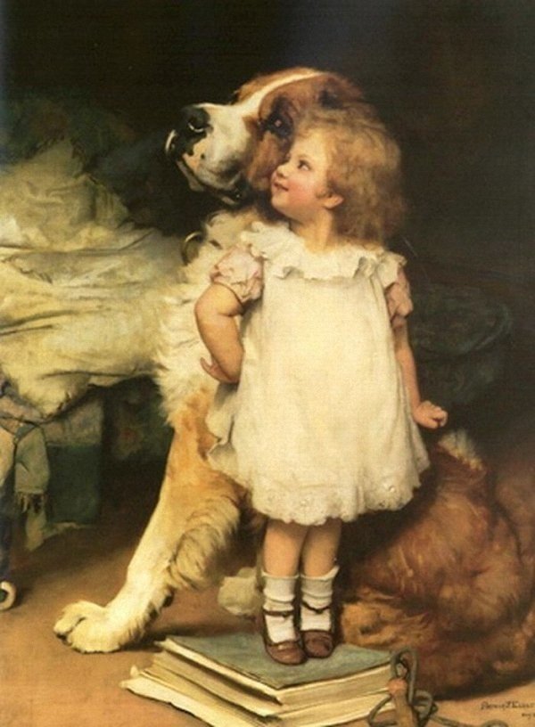 Картина Барбер - собака, девочка - оригинал