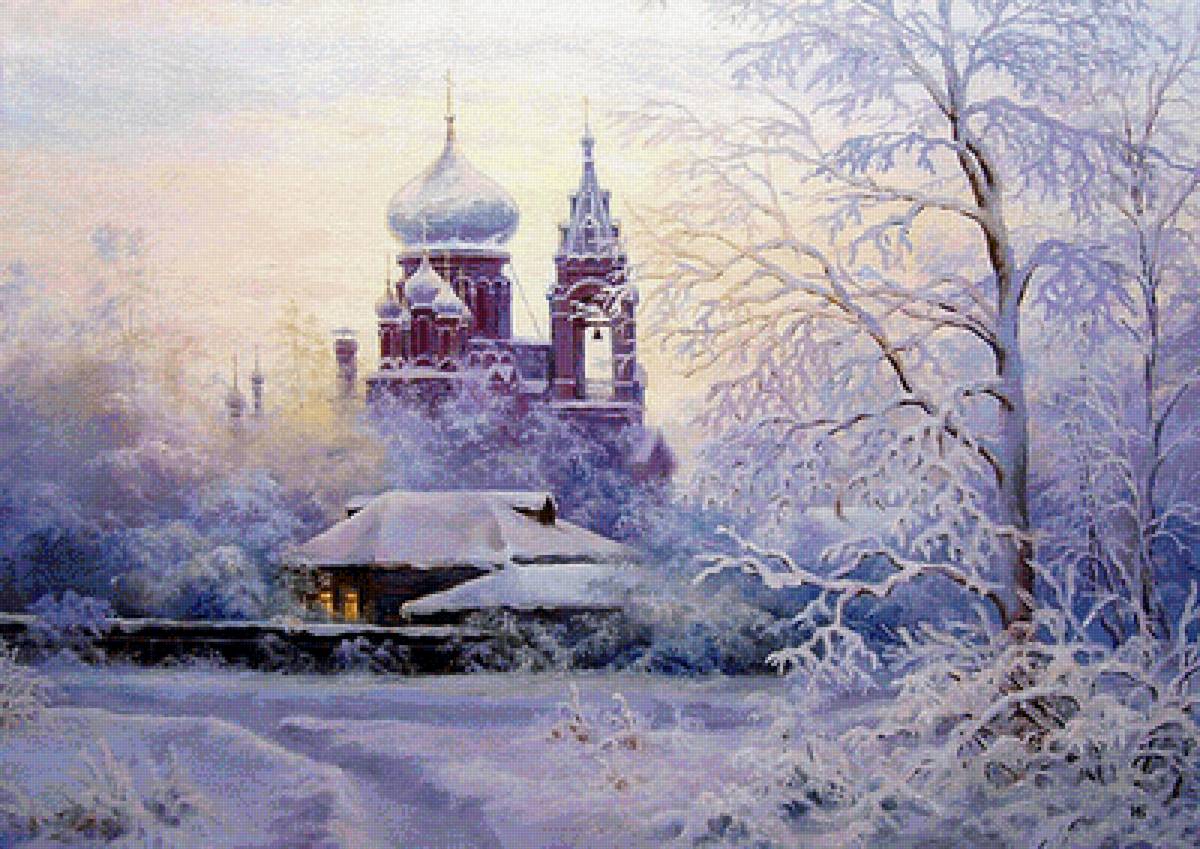 Зима - иллюстрация, картина - предпросмотр