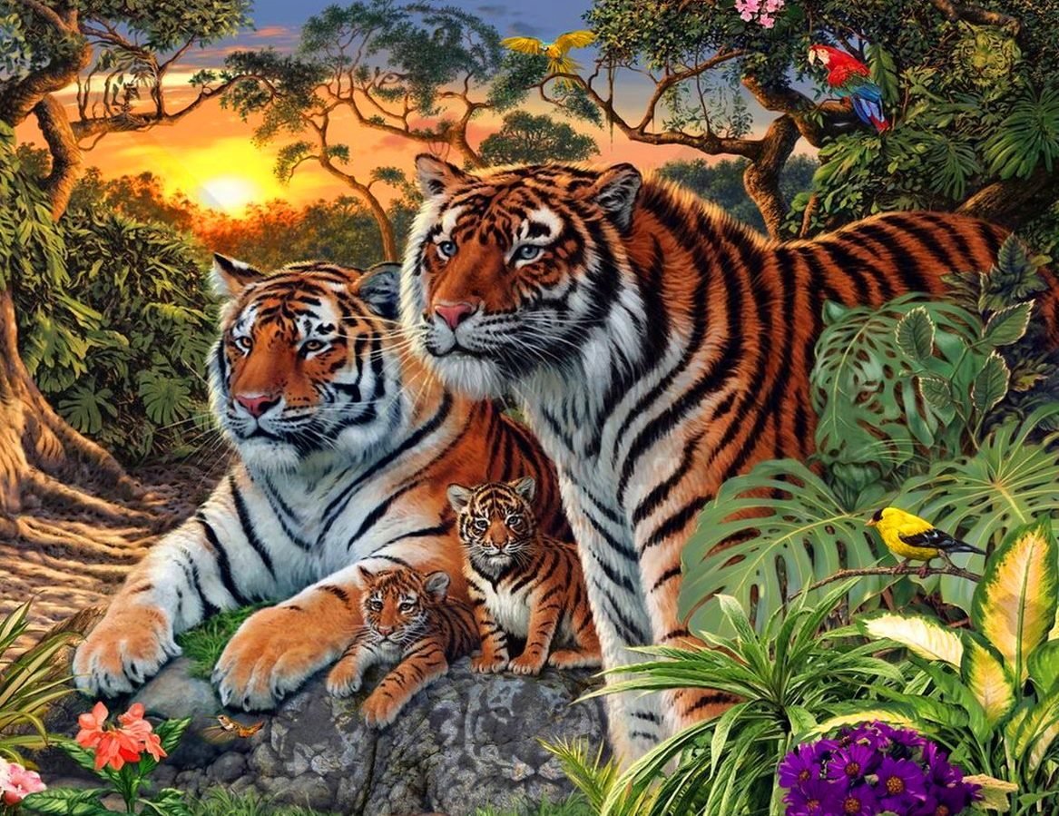 Тигры - животные - оригинал