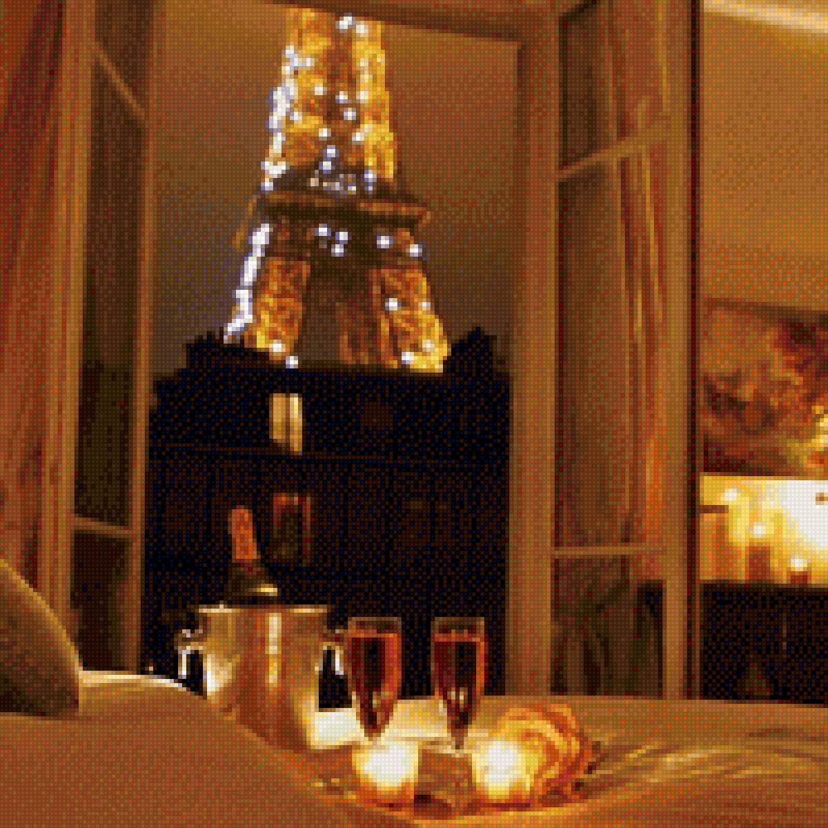 Романтика Парижа - любовь, шампанское, франция, париж, ночь - предпросмотр