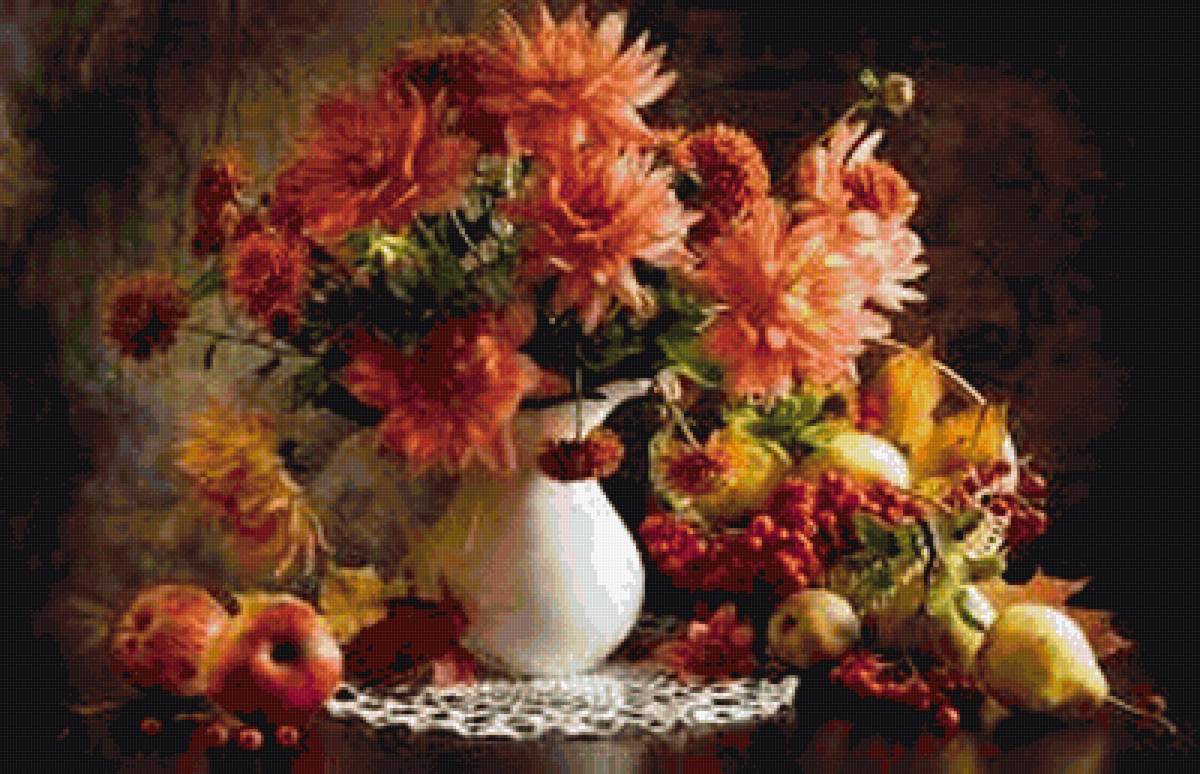 осенний букет - цветы, живопись, букет - предпросмотр